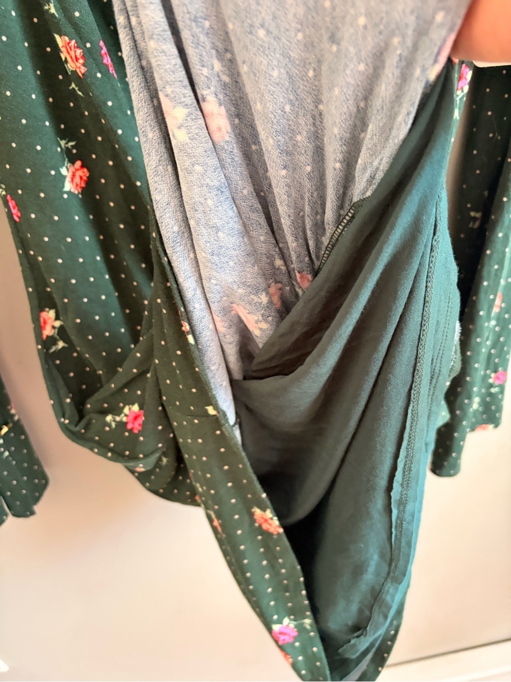 Free People Dark Green Floral Long-Sleeve Keyhole Mini Dress - Picture 8 of 9